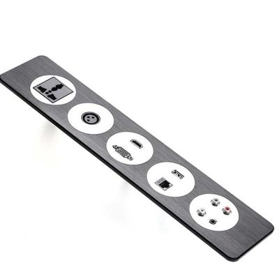 China Multimedia Hidden Desktop Mounted Power Outlet Socket With Usb Brushed Silver for sale