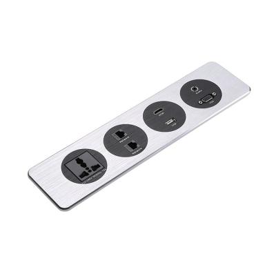 China Universal Power Data Desk Multi Plug Socket For Conference Table RJ45 Network for sale