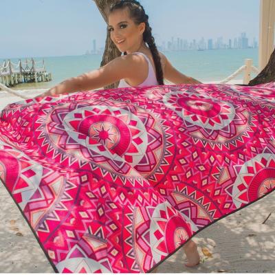 China Tablet Customize Logo Quick Dry Feature Digital Printing Microfiber Beach Towel for sale