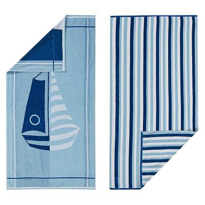 China 100% Sustainable Cotton 2-Pack Beach Towel. Soft absorbent quick dry towel set. (30