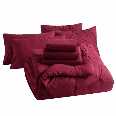 China Nondisposable Luxury Hotel Bedding Set 100% Solid Red Microfiber Sheets Set for sale