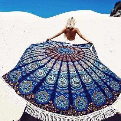 China Can Compress Universal Large Circle Mandala Custom Round Beach Towel for sale