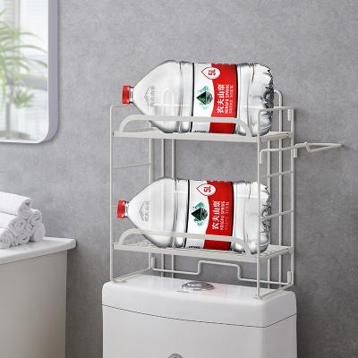 China Viable Black No Drill Organizer Bathroom Shower Storage Rack Toilet Corner Shelves Organizer Carbon Steel Rack for sale