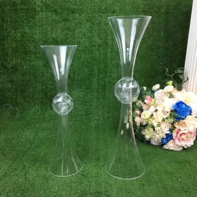 China CLASSIC design 50cm high quality luxury tall glass vase for wedding party decoration for sale