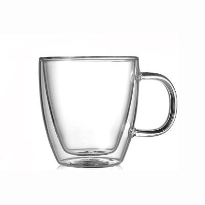 China 2021 New 150ml Double Wall Glass Tea Sustainable Coffee Mugs Beer Glass Mugs With Handle for sale