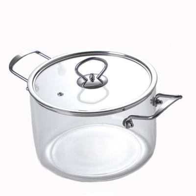 China High Sustainable Wholesale Glass Borosilicate Glass Cooking Pot For Cooking Glass Pan for sale