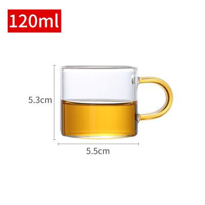 China Viable 120ml 6 Pcs One Set 4oz Single Wall Glass Mug With Handle Espresso Coffee Water Single Wall Glass Mug for sale