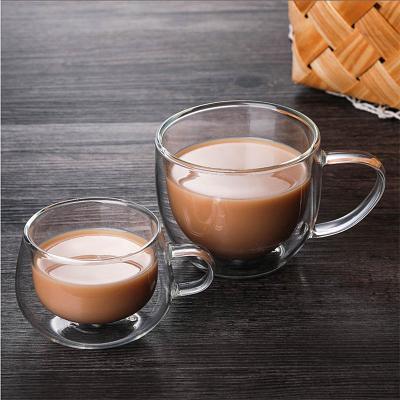 China High Quality Sustainable Clear Reusable Glass Double Wall Borosilicate Mug Coffee Glass Mug for sale