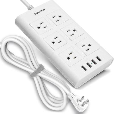 China 6 ac outlets 4 usb ports pure white material power strip extension socket pc universal flame retardant power socket wide version for sale