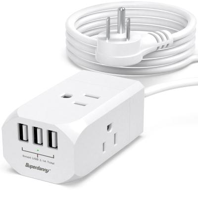 China 3 Ports usb outlets 3 AC USB plug no. AC Power Plug 3 Ribbon Cable Conversion 2 Pure White Plugs 3 Mini USB Ports for sale