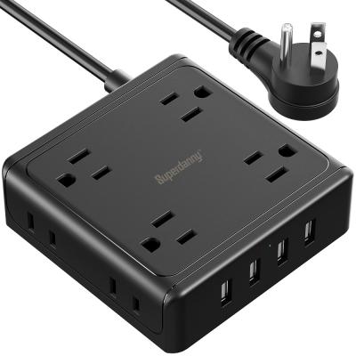 China 8 no. pure black square power strip. 14 USB ports ac outlets 4 usb ports factory direct sale 8 ac outlets 4 for sale