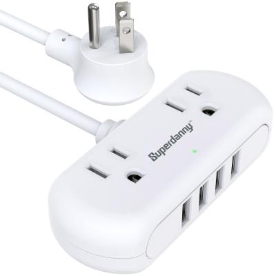 China 4 usb ports 2 ac outlet specializing in manufacturing no. 27 White Power Strip Mini Pocket Power Board for sale