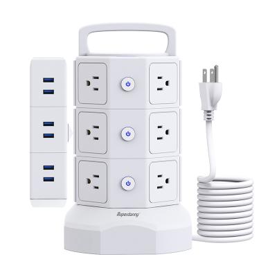 China Factory Direct 12 AC Outlets 6 USB Ports Multifunction AC Surge Protector Tower Power Socket Modern Hardware With Extension Socket With USB Plug for sale