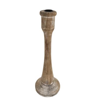 China FIRWOOD & IRON Hot Selling Firewood Candlestick Wood Candle Holder Desktop Decorations for sale