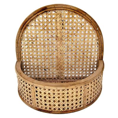 China Eco-Friendly Traditional Handmade Natural Wood Wicker Rattan Woven Wall Art Shelves Rack For Wall Vintage Shelf for sale