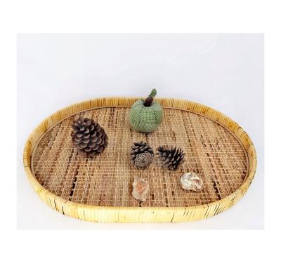 China New Designed Eco-friendly Serving And Decorative Rattan Woven Traditional Chinese Handicraft Table Tray S/2 for sale