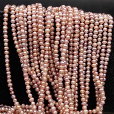 China Natural Freshwater Pearl Freshwater Pearl 4-5mm Small Near Round Purple Loose Pearl Necklace DIY Pearl Semi-finished Products for sale