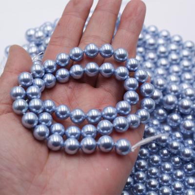 China Jewelry Accessories Shell Pearl 4/6/8/10/12mm Light Blue Straight Hole Beaded DIY Material Jewelry Diy Dropshipping for sale