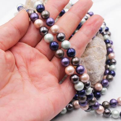 China Jewelry Accessories 18 Inch Shiny Mixed Color Round Shell Pearl Necklace Natural Jewelry Necklace for sale