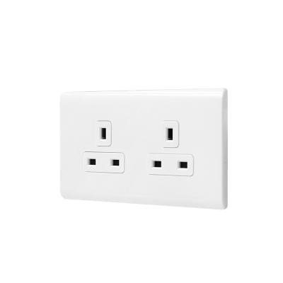 China High Quality Classic UK Wall Socket 13A 250V 2 Strip BS Socket Outlets - White Modern Wall Sockets for sale