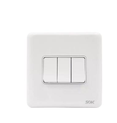 China High Quality Wall Switch 16AX 250V 3 Gang 2 Way White Electric Lamp Switch W80/L3/2 for sale