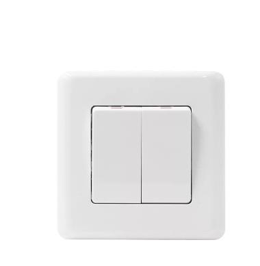 China 16AX 250V Switch 2 Gang 1 Way Electric Light Switch - Wide Rocker White Wall Switches W80/L2/1/B for sale