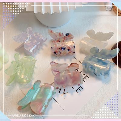 China New Jelly Color Acetate Hair Claw Clip Hair Clip For Women Vintage Hair Jaw Clamp Butterfly Hair Claw Clips for sale