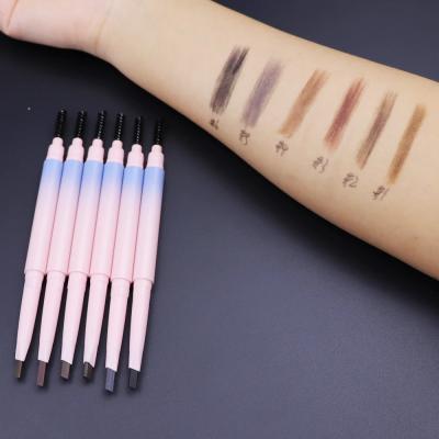 China Gradient automatic rotating eyebrow pencil triangular double head waterproof no LOGO no halo makeup for sale