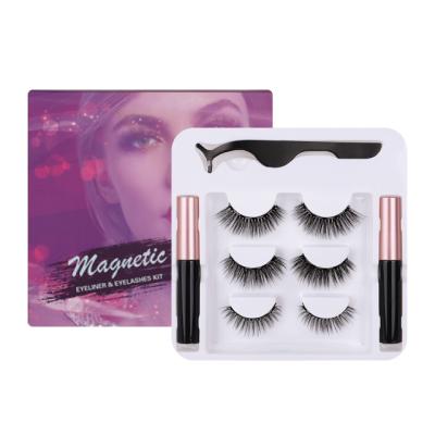 China Long Adsorbent And Long Lasting Natural Vegan Customized 3D Magnetic Eyelash Lashes Private Label With Free Design Magnetic Eyelash With Eyeliner Wholesale for sale