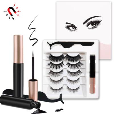 China No Glue Private Label Magnetic Lashes With Tweezers Easy Use Eyeliner Magnetic Licks For Magnetic False Eyelashes Kit for sale