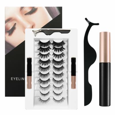 China wholesale private label glueless lashes magnetic 3d fiber false eyelashes with silk magnetic eyeliner false eyelashes with tweezers for sale