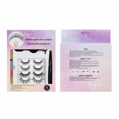 China magnetic mink without eyelash magnets glue or synthetic magnetic wicks with eyeliner Kit Private Label Packaging for sale