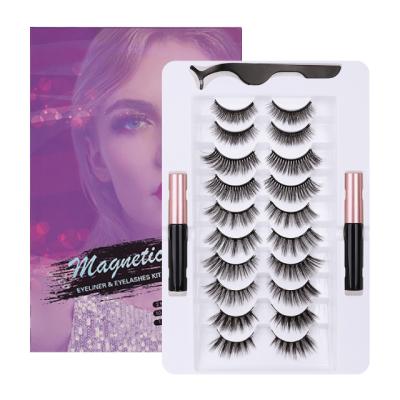 China Easy to Stick Stunning Light Magnetic Eyeliner Eyelashes Set 10 Pairs Magnetic Eyelashes for sale