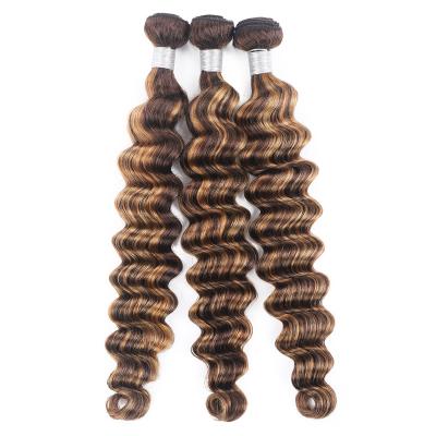 China 100% Unprocessed Hair Highlight Color P4/27 Piano Color Hair Bundles, 8a Brazilian Hair Bundles Loose Deep Hair Weave for sale