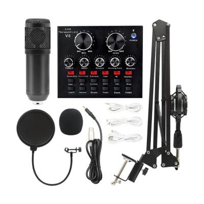 China Hot Selling v8 Sound Card Livestream Live Set With Condenser Microphone Recording Studio USB Smartphone External Computer Use for sale