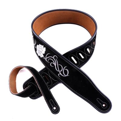 China FULL GUITAR GUITAR Brown Black Leather Strap Acoustic Guitar Leather Strap for sale