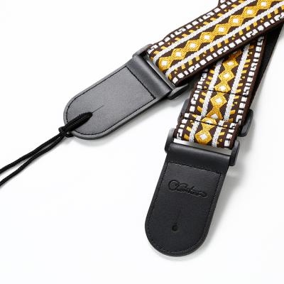 China GUITAR Bass Guitar 5 String Craft Jacquard Craft PU Yellow Leather Guitar Strap for sale