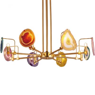 China Modern Residential Luxury Living Room Lamp Agate Chandelier & Hanging Pendant Lights for sale