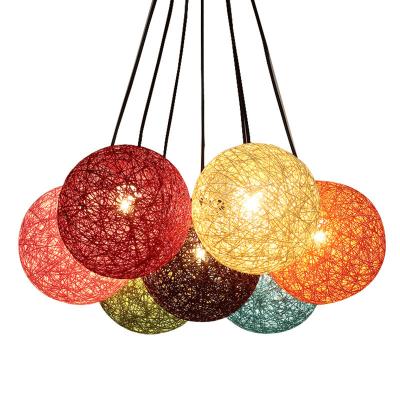 China Vintage Modern Wicker Pendant Light Hanging Ball Light Large Rattan Pendant Lamp for sale