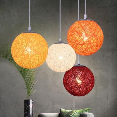 China Modern Round Modern Kitchen Rattan Hanging Light Shades Vintage Pendant Light Chandeliers For Restaurant for sale