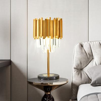 China Contemporary Modern Light Luxury Living Room Art Golden Table Lamp Fashion Crystal Bedroom Study Table Lights for sale