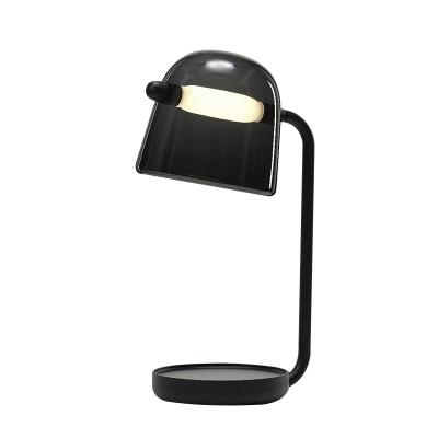 China Iron simple black glass shade bedside desk lamp led desk decoration home table lamp and light reading lamps for sale