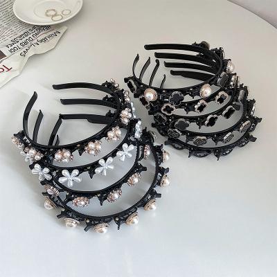 China New net red bead cloth braided hair circle summer wash face pressing hair head circle hair artefact hairpin broken headwear female for sale