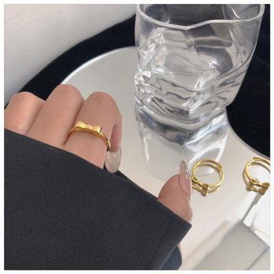 China CLASSIC Simple Geometric 18k Gold Plated Body Rings Figures Rings For Women Stainless Steel Jewelry for sale