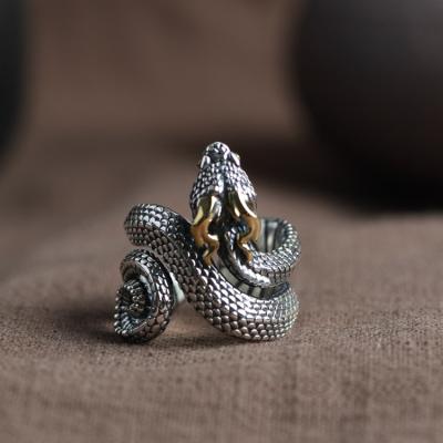 China CLASSIC New Store Opening Real S925 Sterling Silver Jewelry Retro Cobra Design Ring For Men Boy for sale