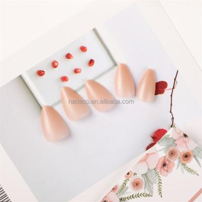 China Eco-friendly gel material matte nude soft tips short skin color almond with shinny powder false nail tips press on 15 sizes NADECO for sale