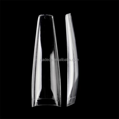 China XXL Design Long Coffin Arched False Nail Tip Half Moon C-Curved Nail Art Acrylic Material Clear Fashion Extension for sale