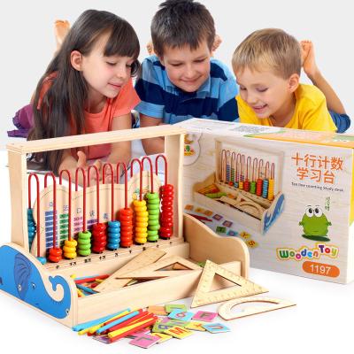 China Wooden Mathematics Abacus Math Geometry Kit Set Early Teaching Tools for sale