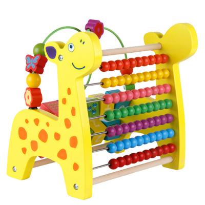 China Multifunctional Educational Wooden Blow Bead Computing Frame Animal Kindergarten Learning Toys for sale