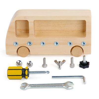 China Bus Wooden Screw Set Screwing Training Learning Montessori Materials Daily Life Early Educational Wooden Toys for sale